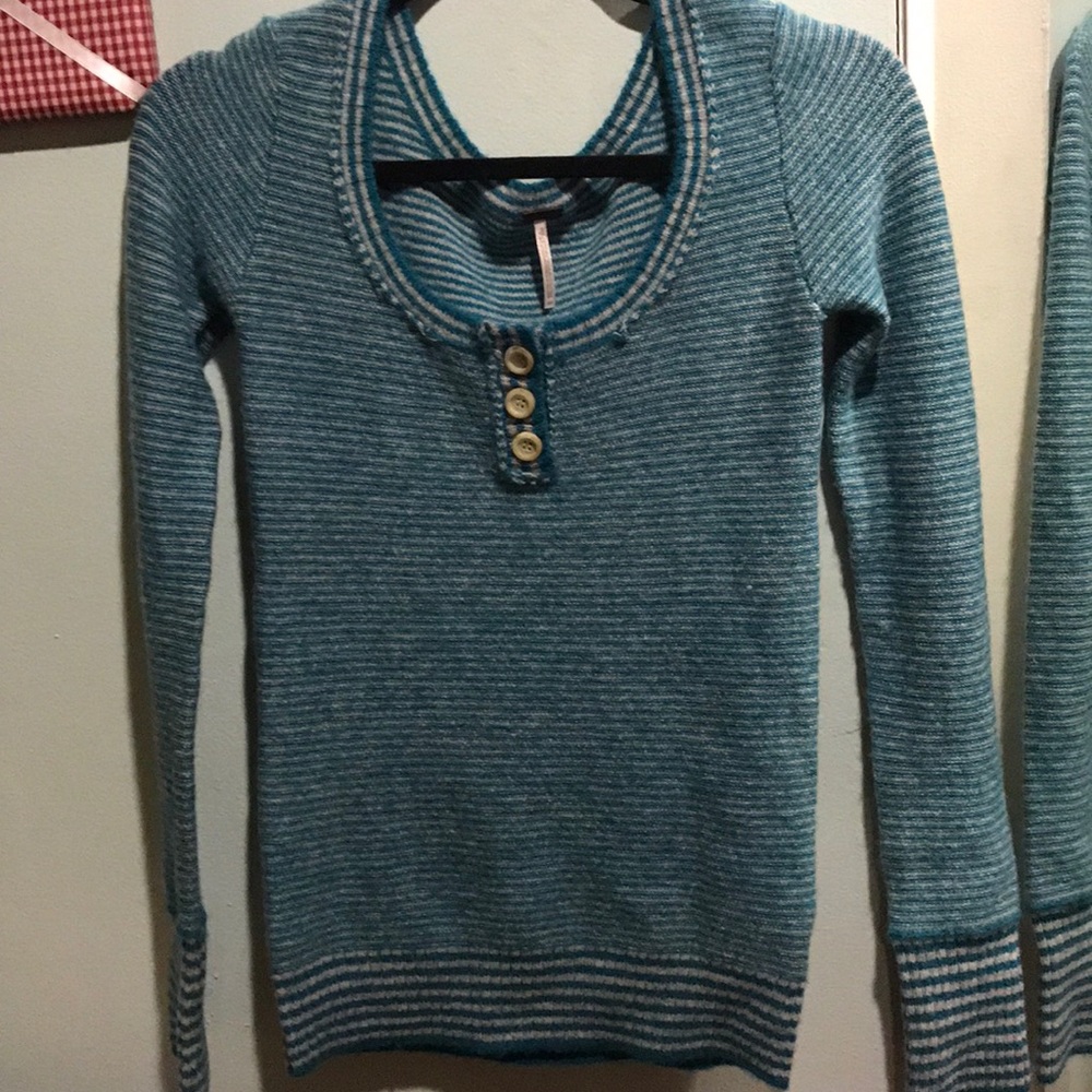 Warm free people sweater blue and white stripes
